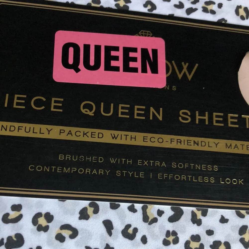 Harlow Fine Linens 4-Piece Queen Sheet Set - Leopard Print